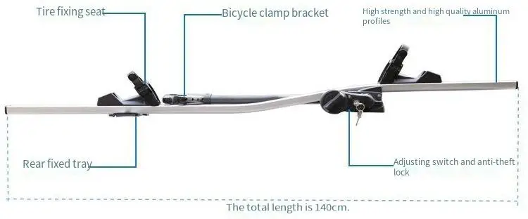 Portabicículas techo universal aluminio resistente – barras coche - imagen 4