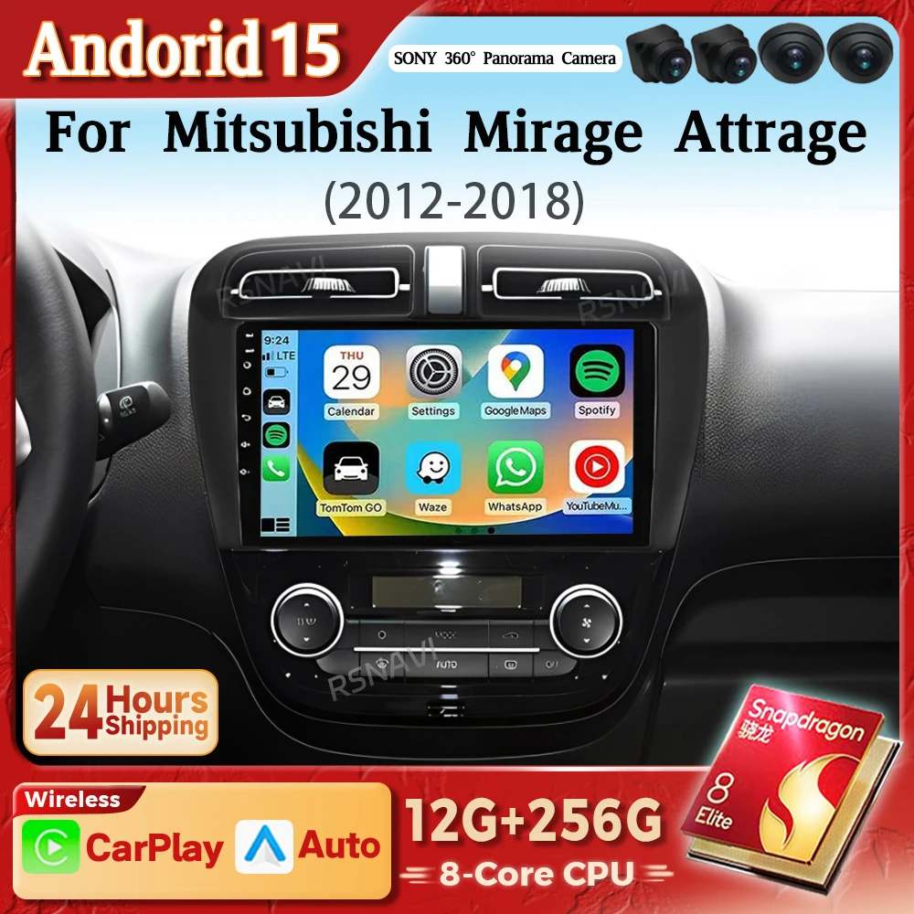 Radio multimedia Android 15 2K con CarPlay para Mitsubishi Mirage