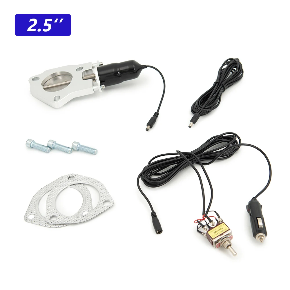 Kit válvula corte escape eléctrico – acero inox 2,5" y 3" + interruptor manual