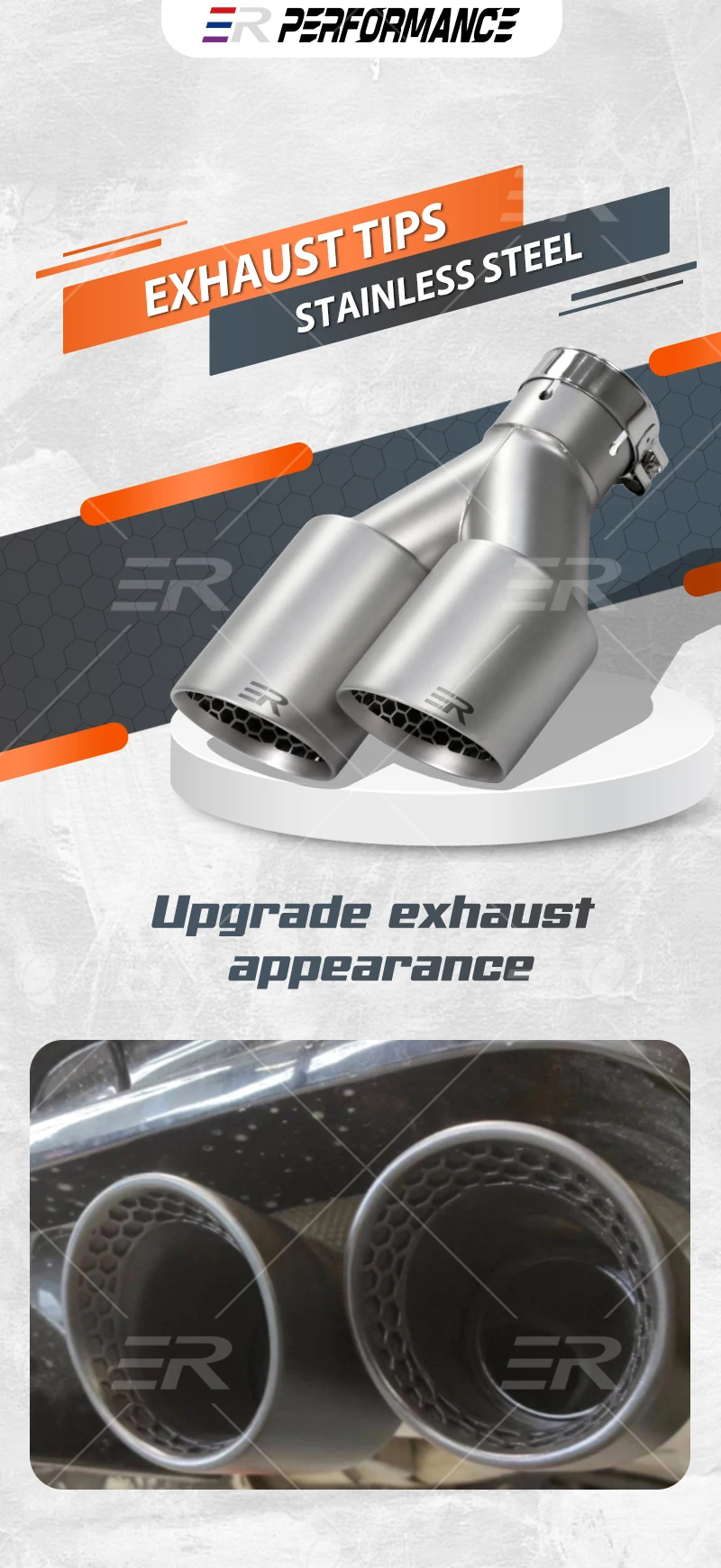 Punta doble de escape de acero inoxidable mate