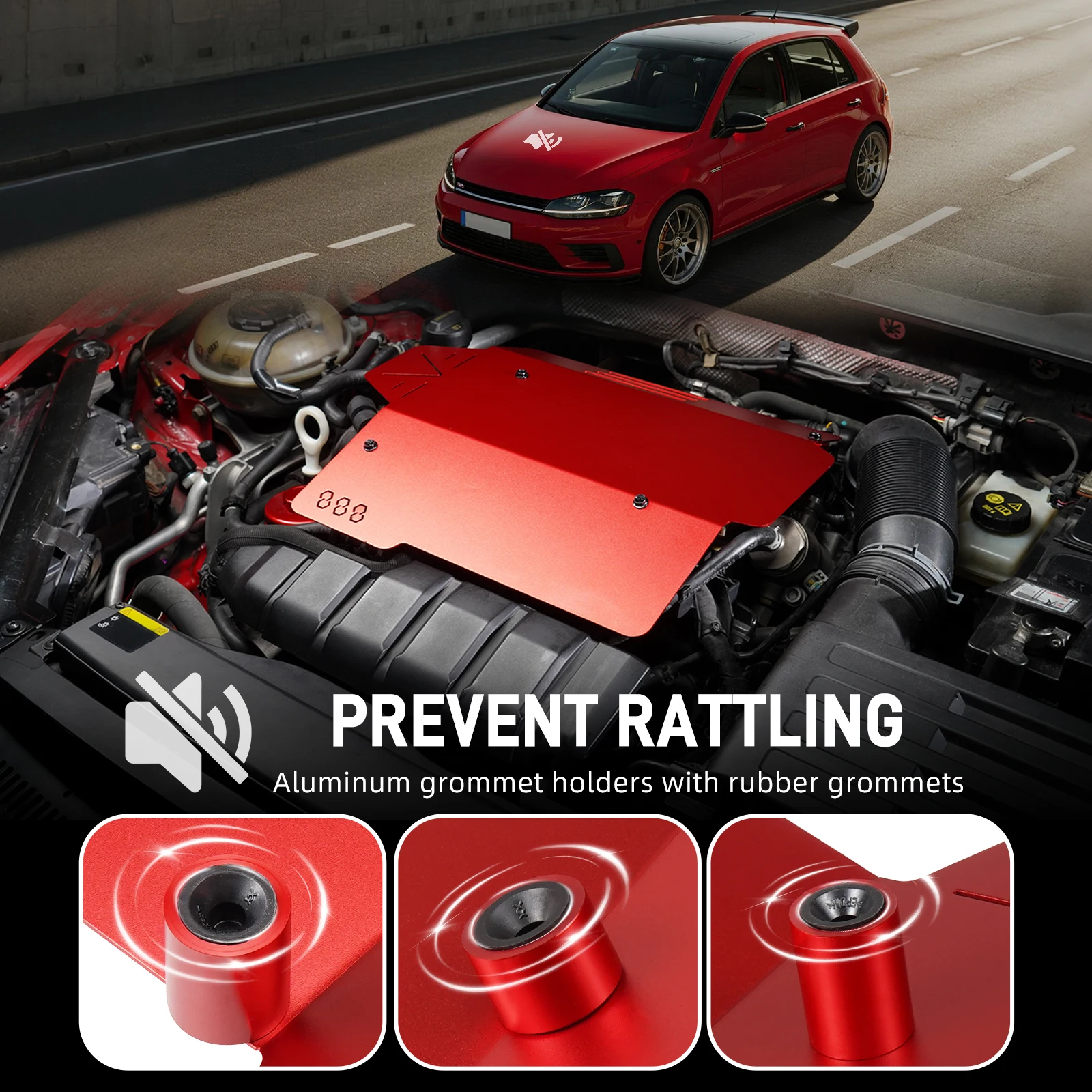 BEVINSEE tapa de motor VW Golf MK7/7.5 GTI R, Jetta GLI, Audi A3 8V - imagen 3
