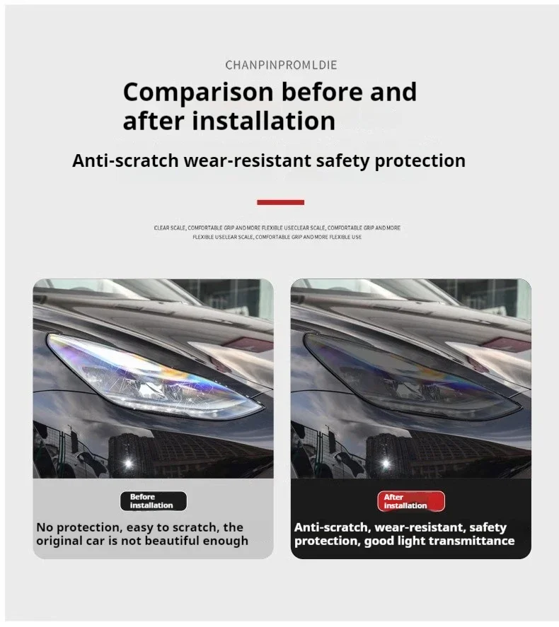 Protector vinilo faros Ford Edge 2016-2019 TPU negro ahumado - imagen 4