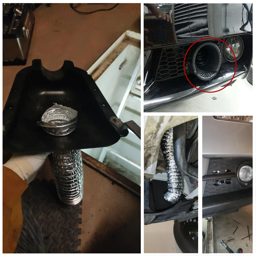 Detalle del tubo de admisión con patrón de fibra de carbono