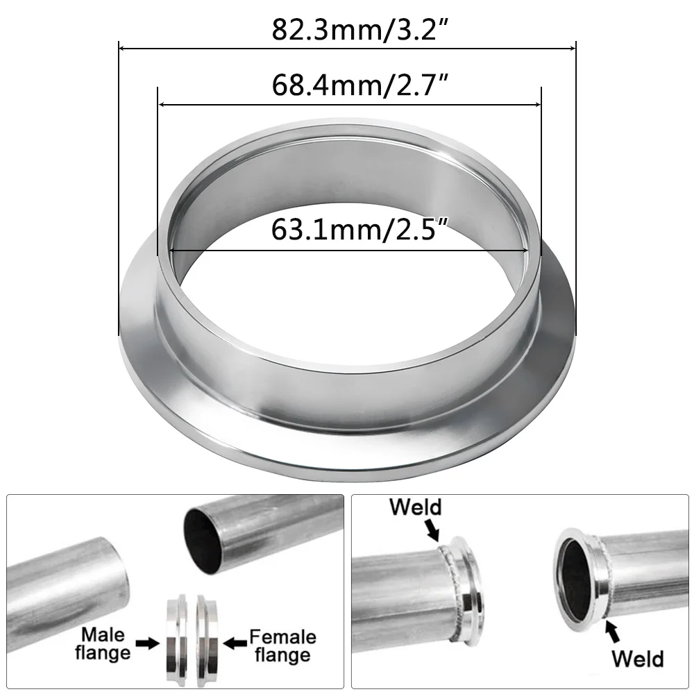 PQY-VFM25/VFN25 Brida V-band 2,5 pulgadas de acero inoxidable 304 - imagen 4