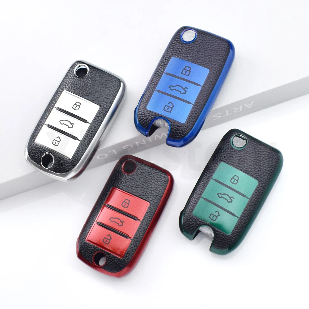 Detalle de los botones en relieve de la funda para llave remota