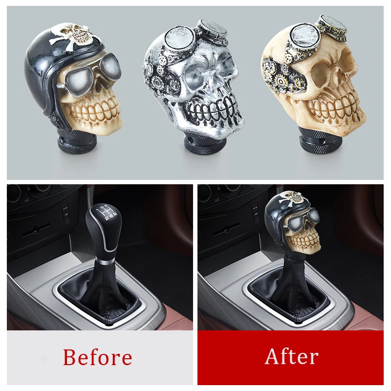 Pomo de cambio universal con calavera, estilo deportivo para caja manual