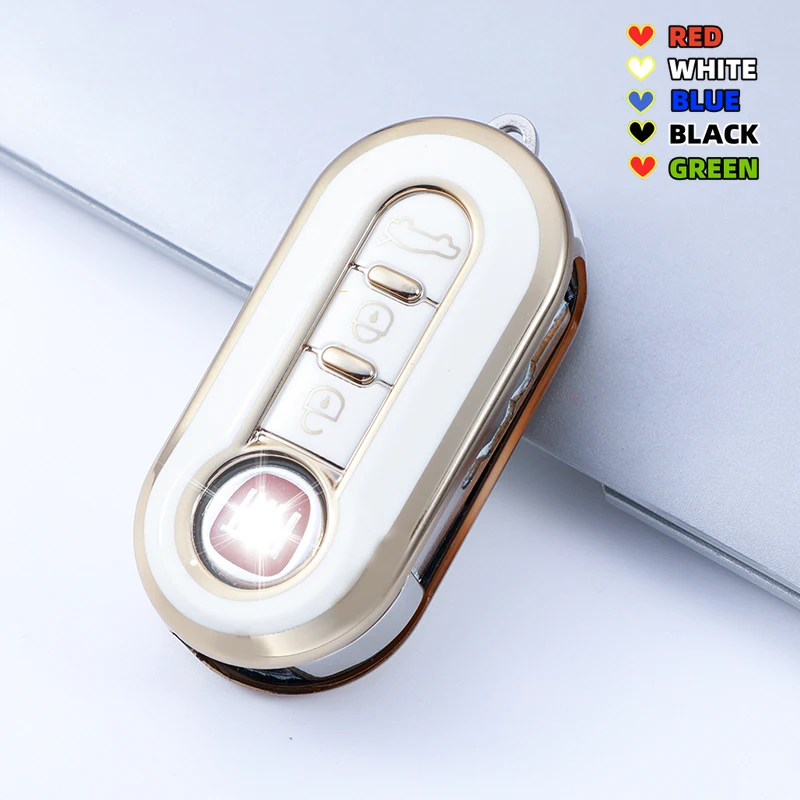 3 botones para Fiat 500 Ducato Panda Punto oro TPU coche Flip plegable funda para llave remota soporte protector llavero - imagen 5