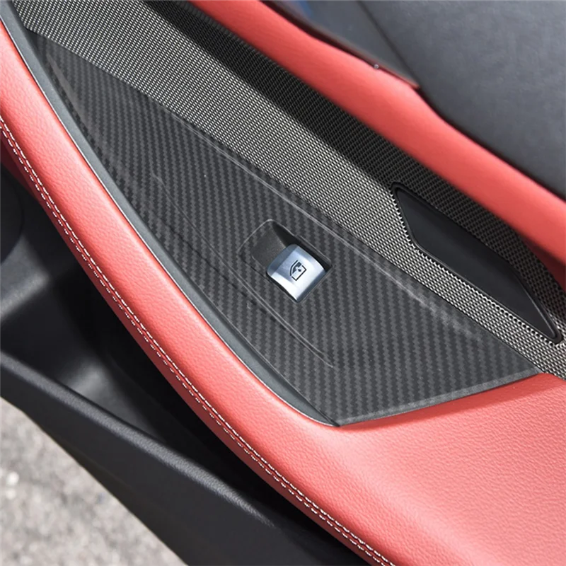 Para BMW Serie 4 G22 G23 2020-2023 ventana de coche botón de elevación de vidrio cubierta de marco de interruptor pegatinas embellecedoras Accesorios