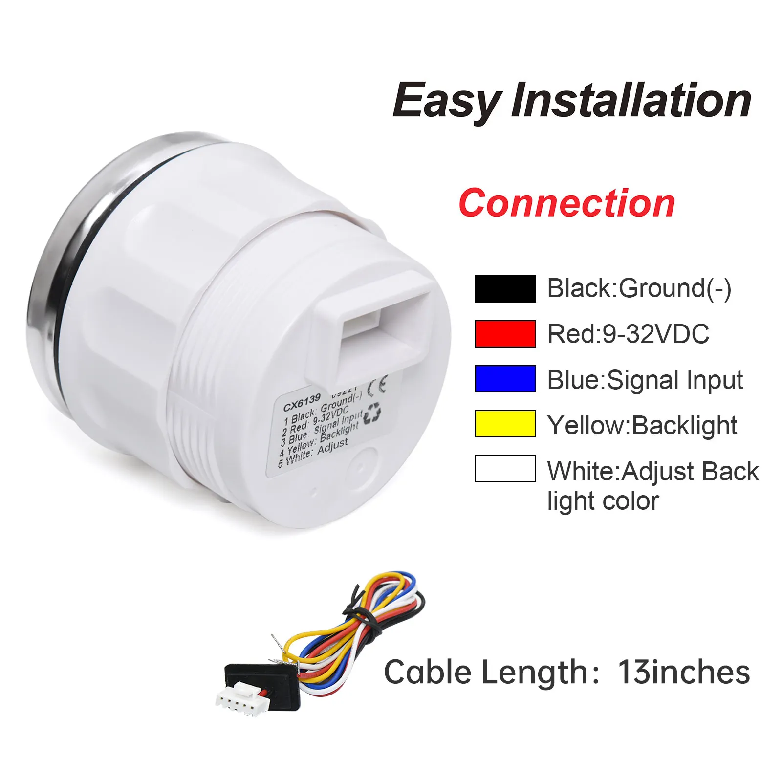 Medidor de nivel de combustible de 52MM, medidor de nivel de combustible de 240-33 ohm para barco marino, coche, camión, retroiluminación de 7 colores, indicador de tanque de combustible de 12V y 24V - imagen 5