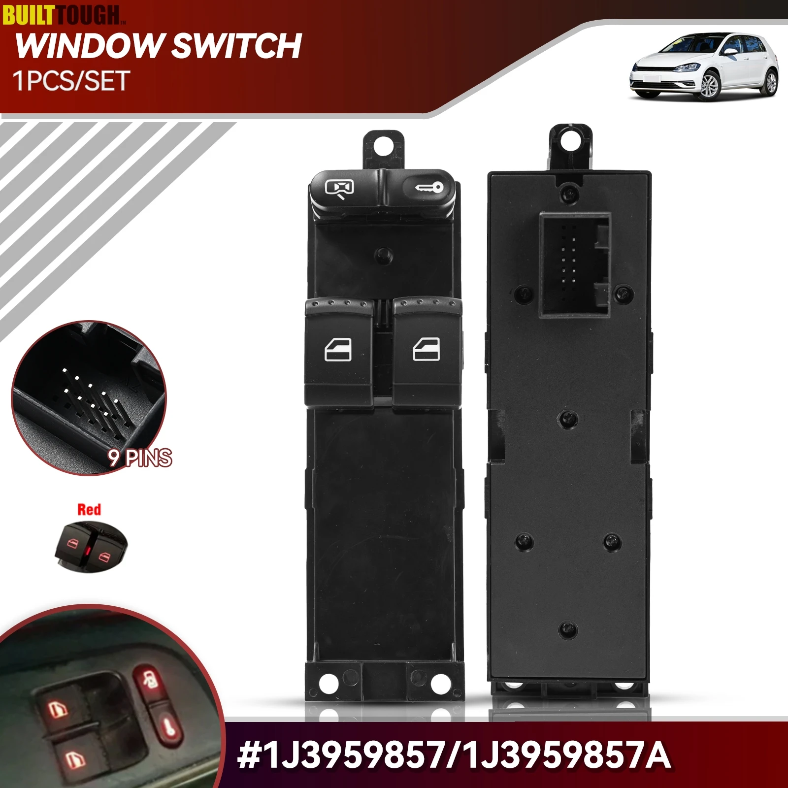 Interruptor elevalunas eléctrico 1J3959857A - Skoda Fabia VW Bora Seat Leon