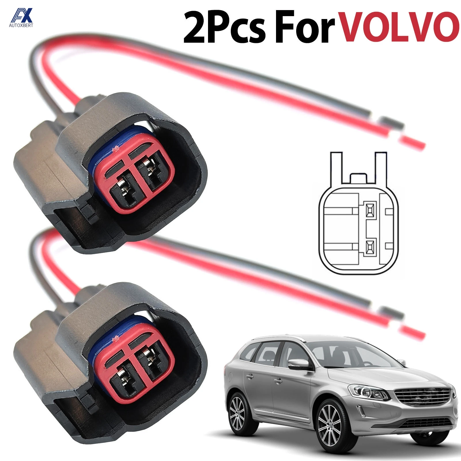 2 uds enchufe de 2 pines para Volvo C30 C70 S40 S60 S80 XC60 XC70 V40 V50 V60 V70 conector de Sensor ABS cableado de reparación precableado 31423609 - imagen 3