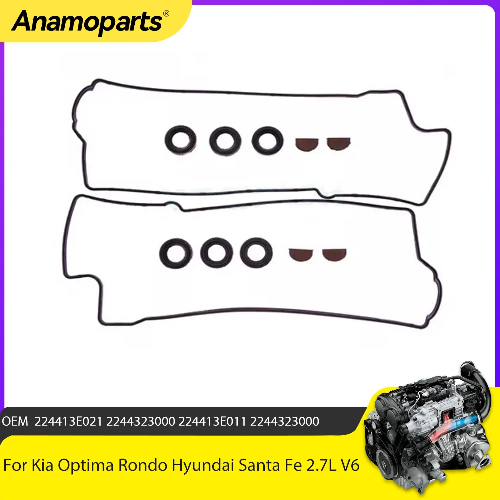 Juego de juntas de cubierta de válvula, piezas de motor, compatible con 2,7 L G6EA para Kia Optima Rondo Hyundai Santa Fe 2.7L V6 GAS 22441-3E021 06-10
