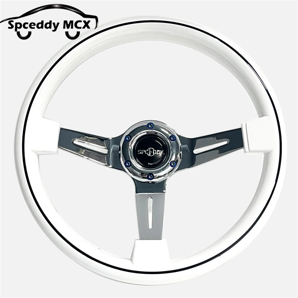 Volante racing Speedway MCX blanco madera 350mm – tuning derivado