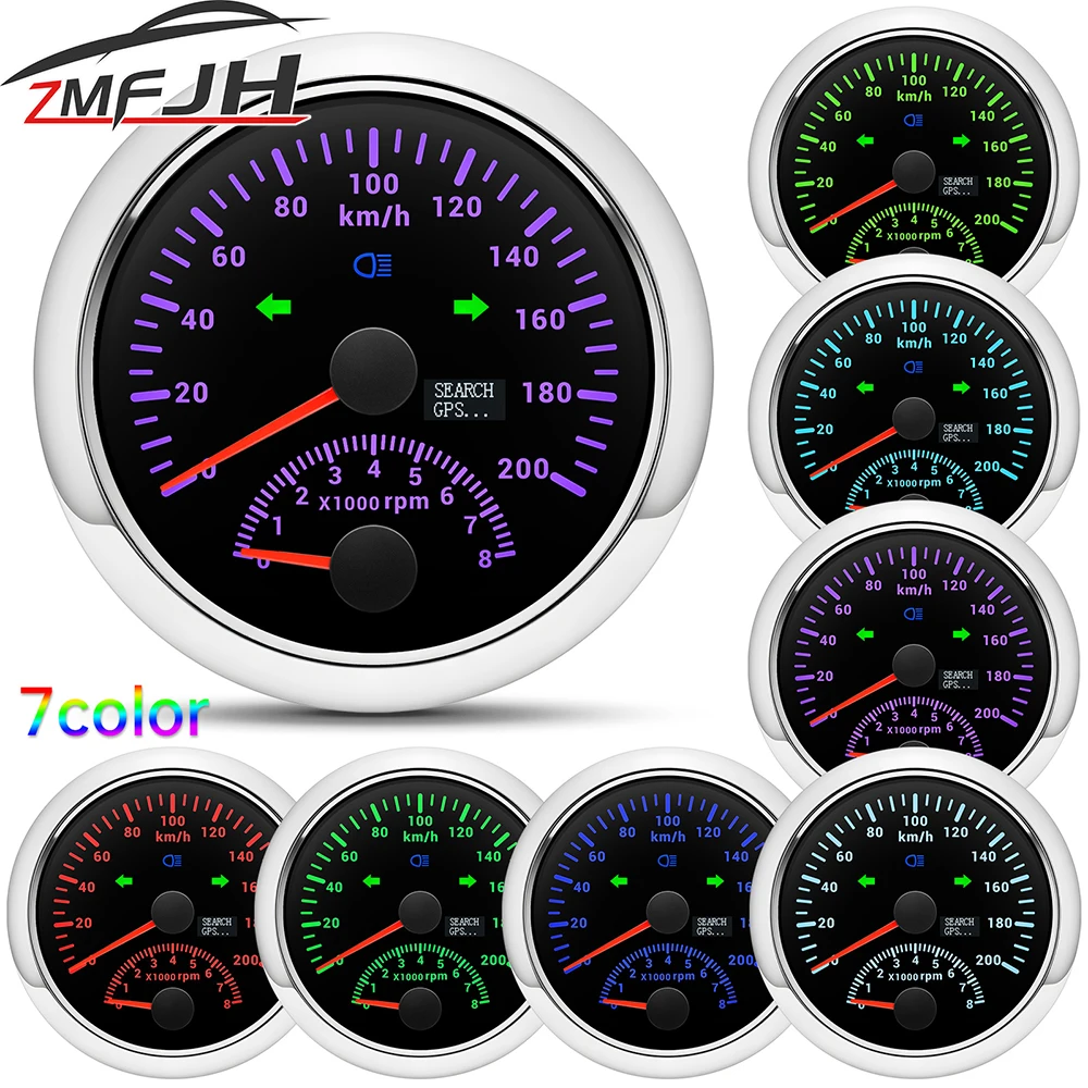 Velocímetro GPS con tacómetro 85mm impermeable 0-8000 RPM – Universal 12V/24V