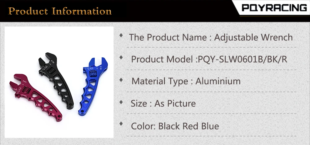 Llave de aluminio PQY ajustable para mangueras AN3-AN12