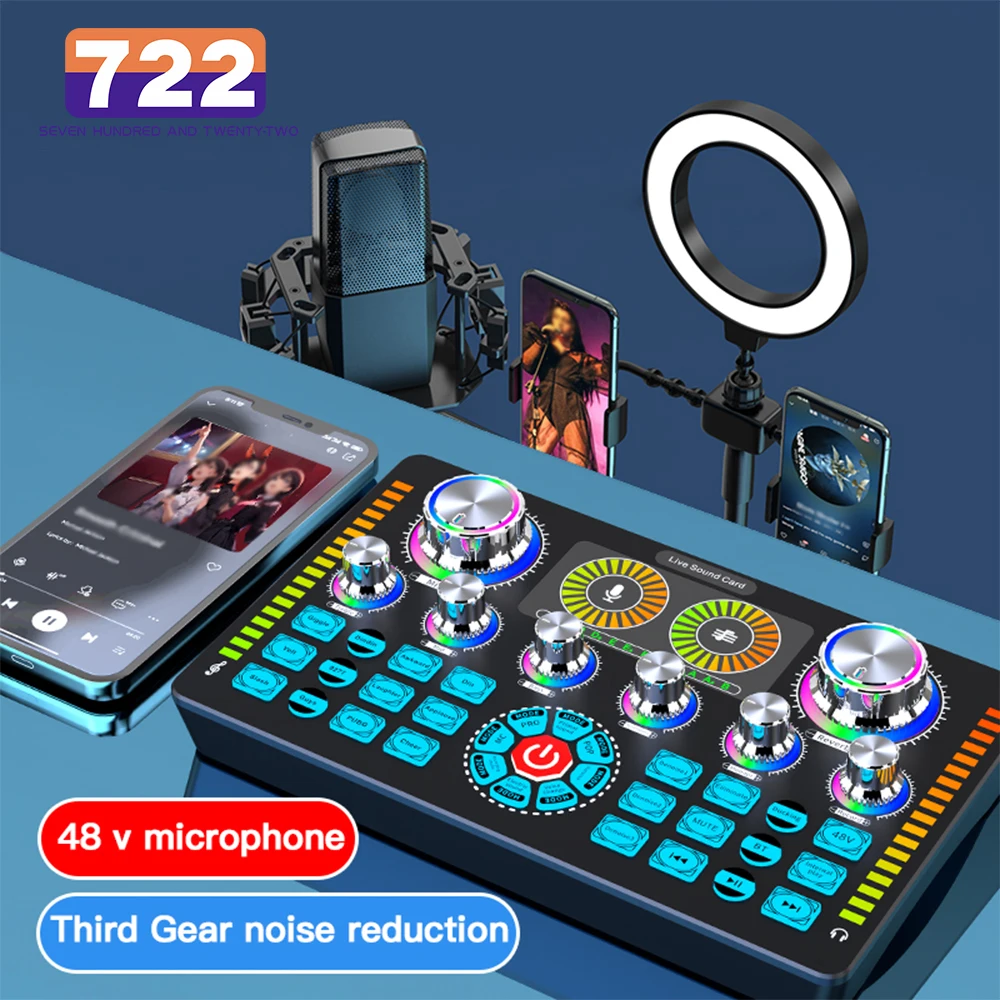 Mezclador de audio Q7 USB para auriculares y transmisión en vivo