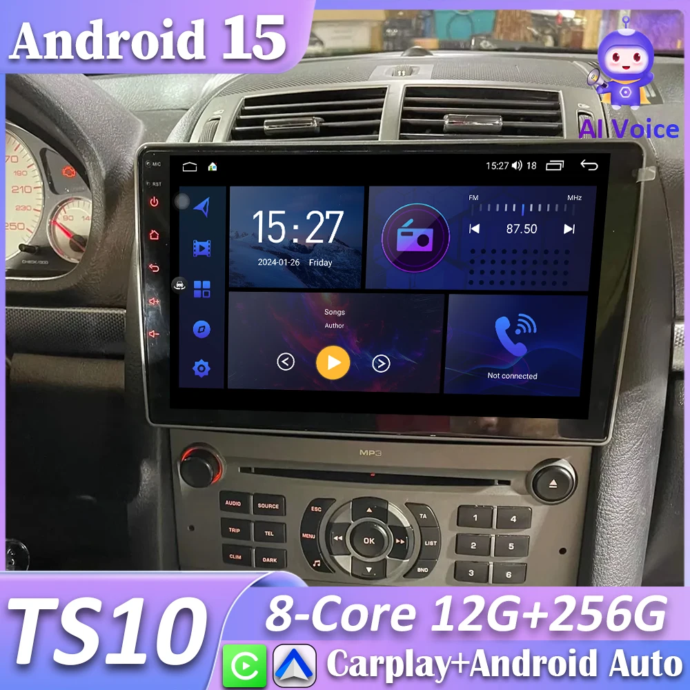 Autoradio GPS con Carplay y Android Auto Peugeot 407 2004-2011