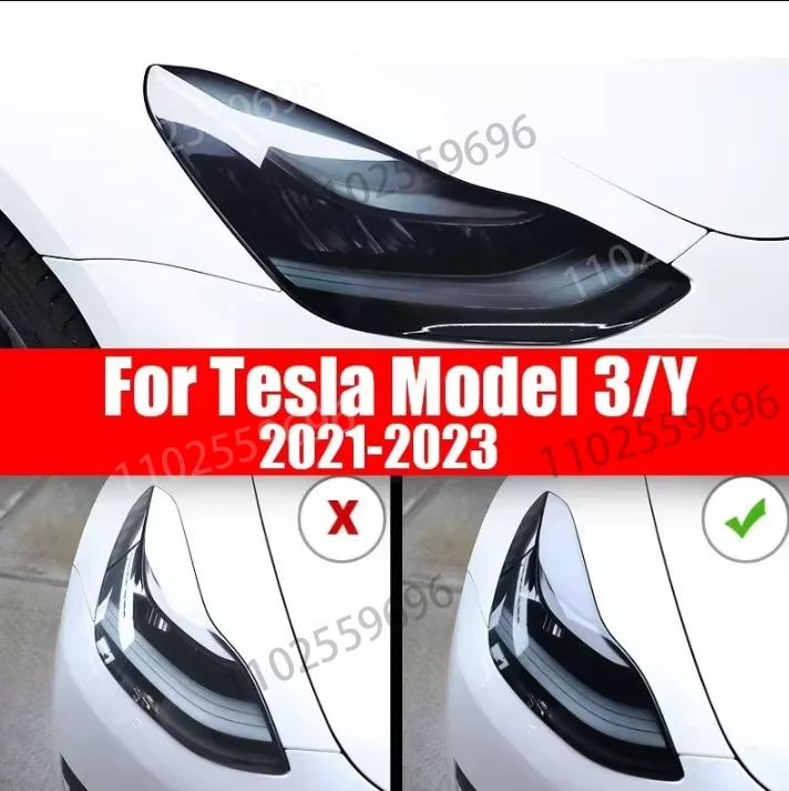 Película protectora faros negros ahumados TPU Tesla Model 3/Y