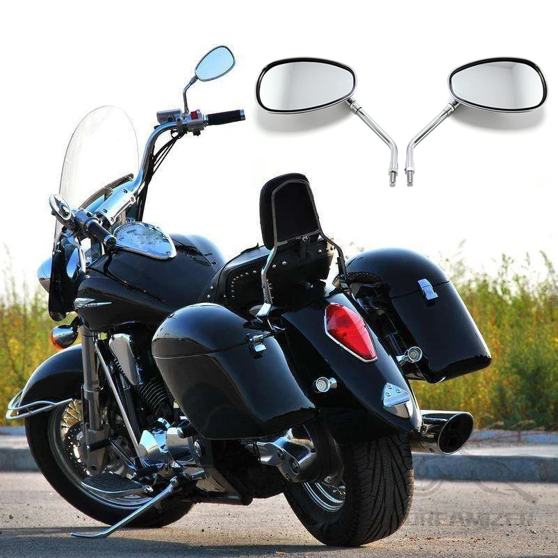 Retrovisores cromados universales para moto con rosca de 10 mm - imagen 2
