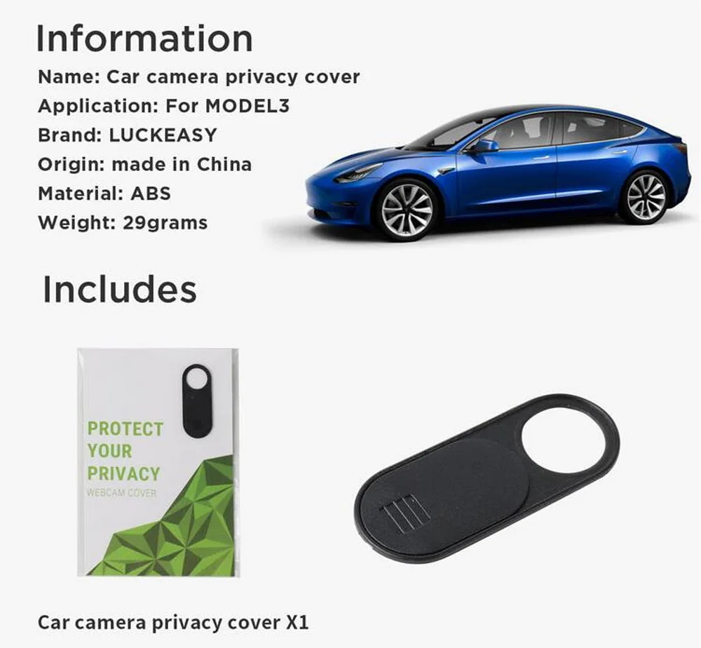 Protector de privacidad cámara deslizante Tesla Model Y y Model 3 - imagen 2
