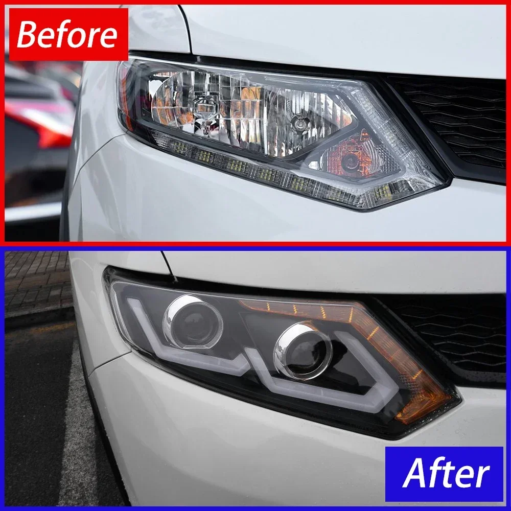 Faros delanteros LED Nissan X-Trail 2014-2016, doble U proyector - imagen 3
