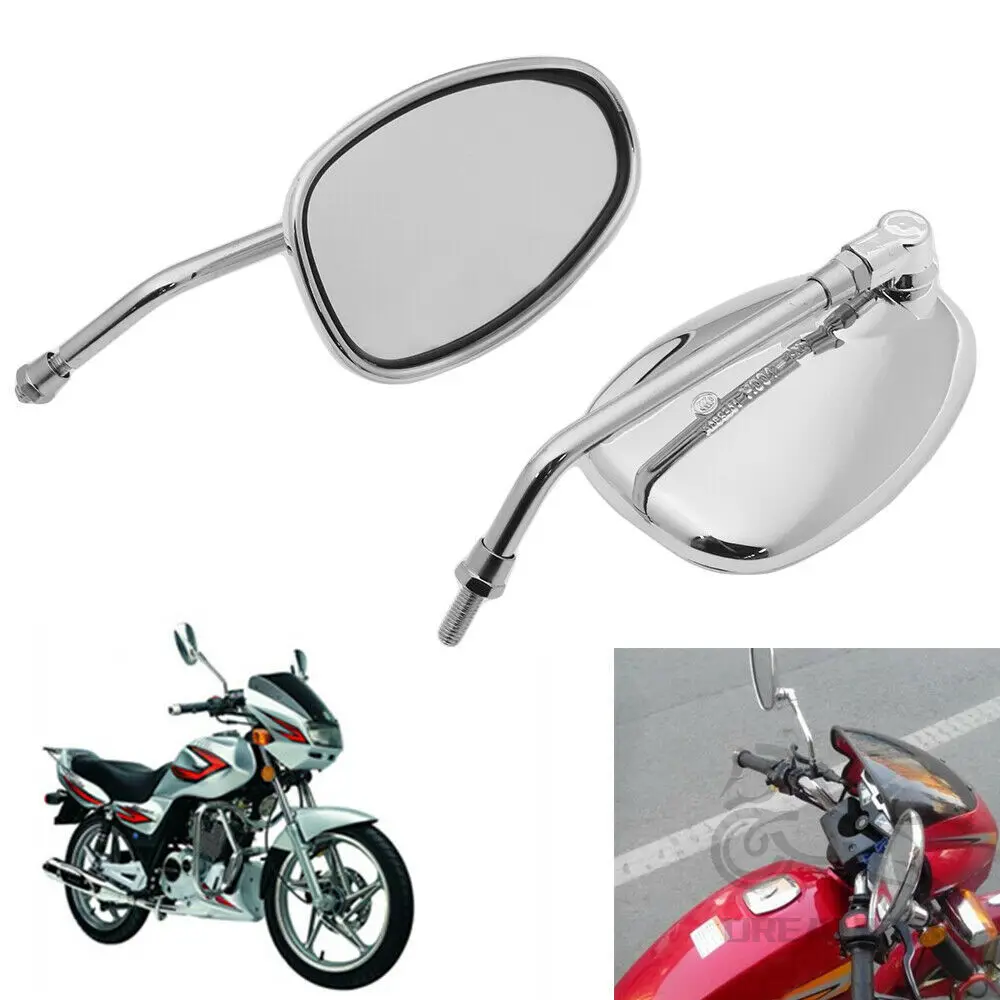 Retrovisores cromados universales para moto con rosca de 10 mm - imagen 4