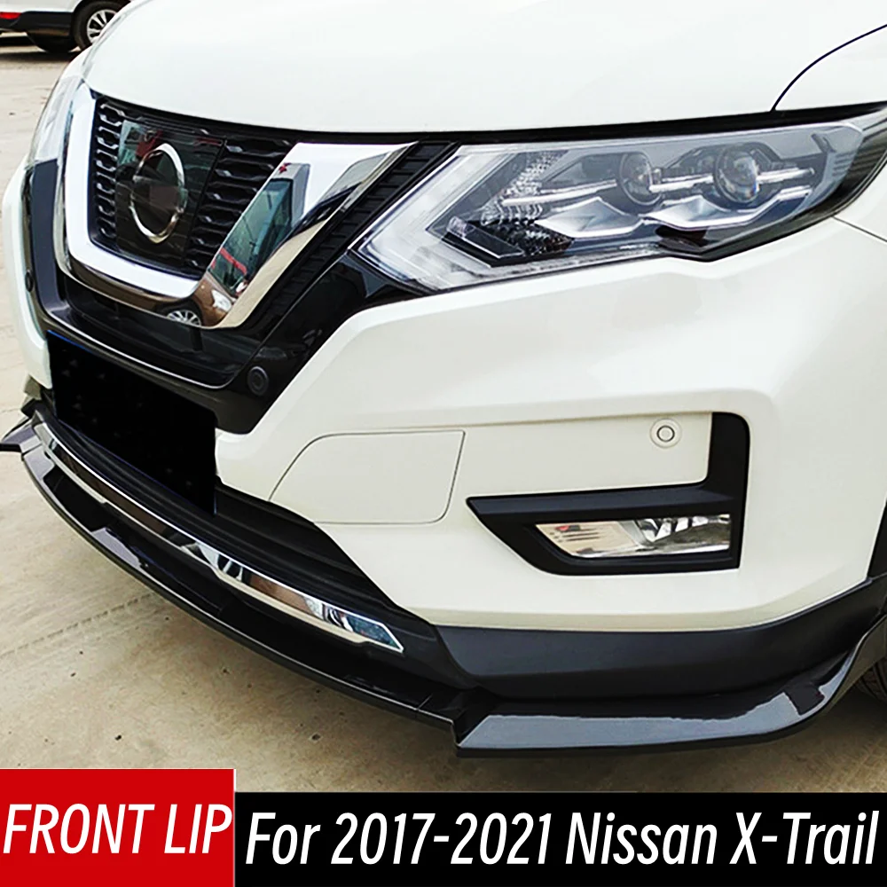 Para Nissan x-trail 2017-2021 parachoques delantero labio Deflector de barbilla proteger decoración modificada coche negro accesorios de carbono parte