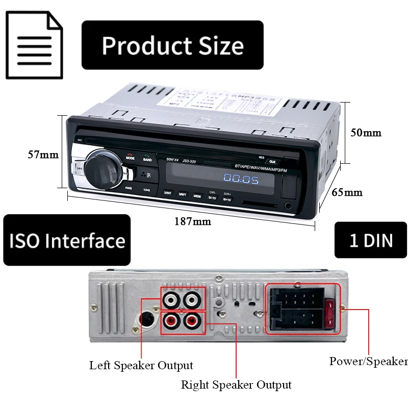 Radio 1 DIN Bluetooth para coche con MP3, USB y SD - imagen 5