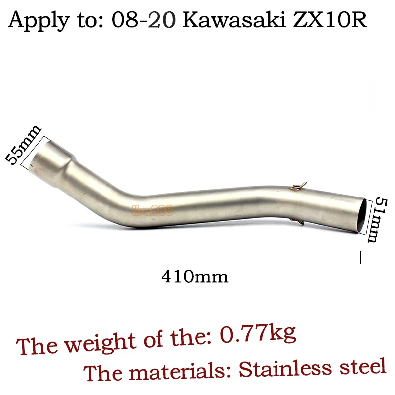 ZX6R ZX 10R ZX10R conector de tubo medio de contacto de escape de motocicleta Slip On para Kawasaki ZX10R 2008 09 10 11 12 13 14 15 16 17-20 - imagen 3
