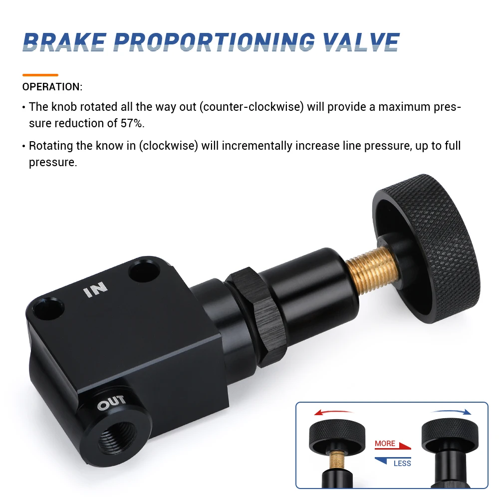 Válvula repartidora de frenada ajustable con regulador 1/8 NPT - imagen 3