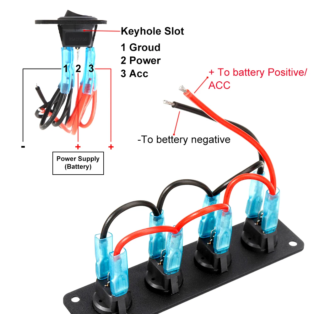 Panel de interruptores basculantes universal 12 V con USB y LED azul - imagen 3