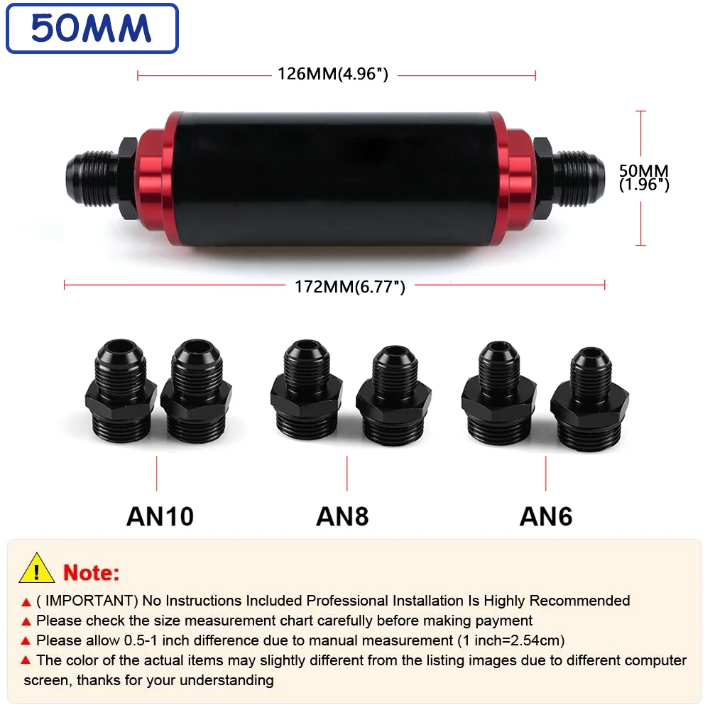 Filtro de combustible en línea de aluminio con adaptador AN universal - imagen 5