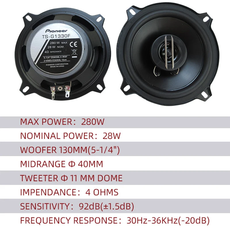 Altavosotes coaxiales 5" 560W para coche – instalación sin daños - imagen 2
