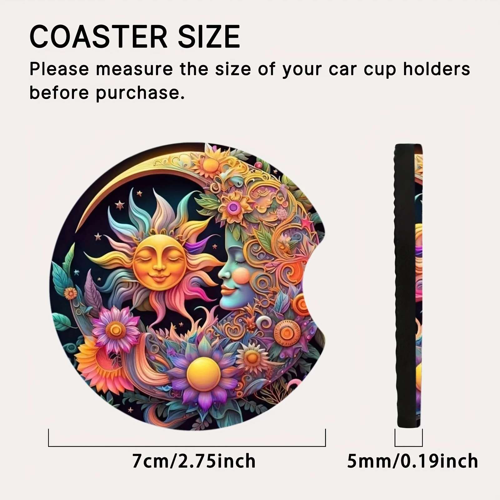 Posavasos coche de espuma absorbente con diseño sol y luna - imagen 2