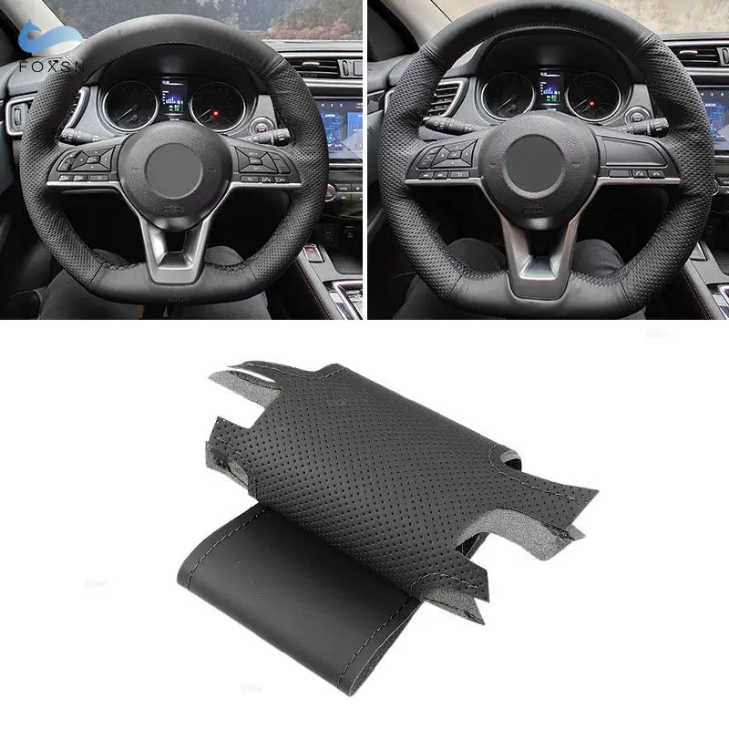 Funda de volante Nissan Qashqai/Micra/Kicks - Cuero negro perforado