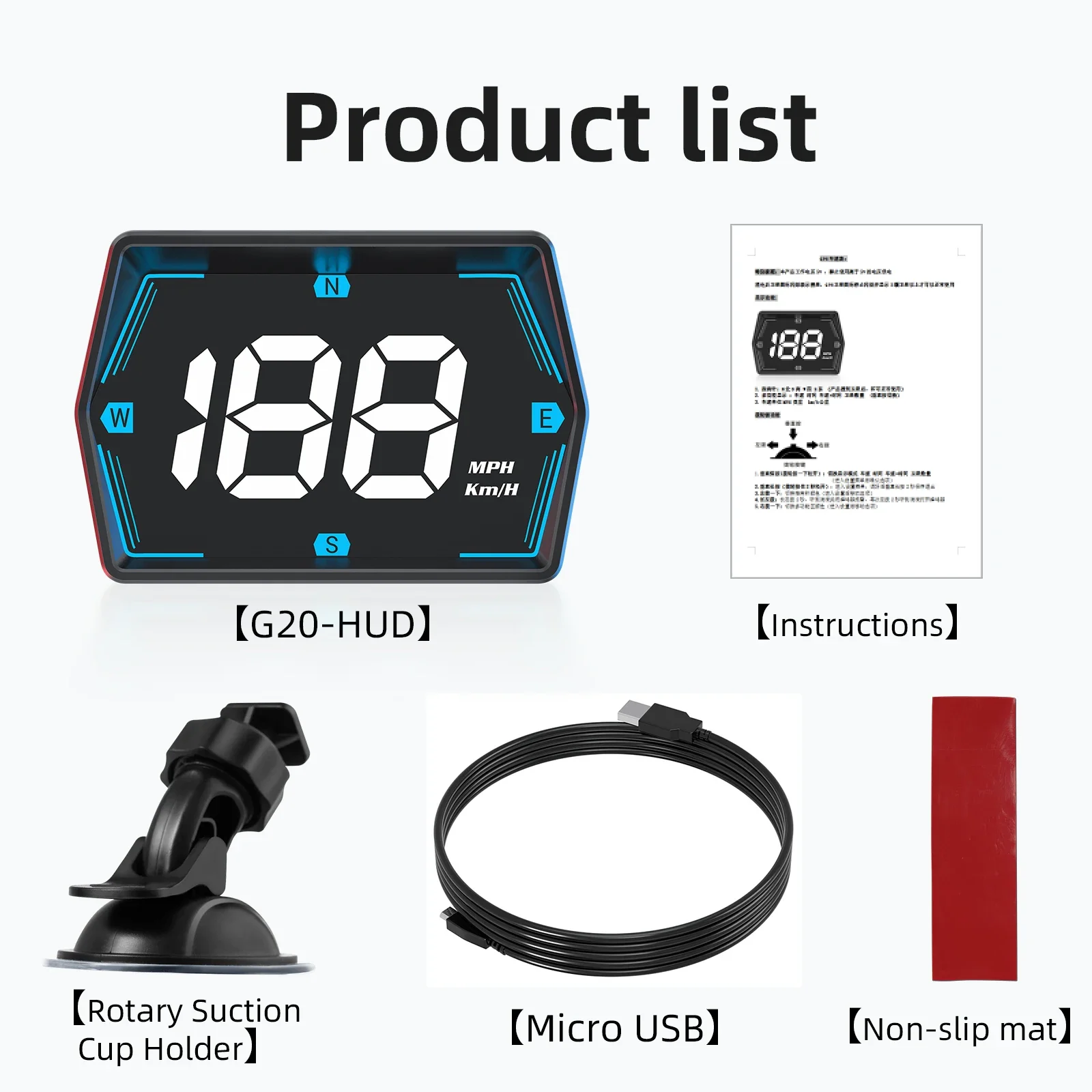 Medidor GPS con pantalla frontal HUD G20, alarma exceso velocidad - imagen 5