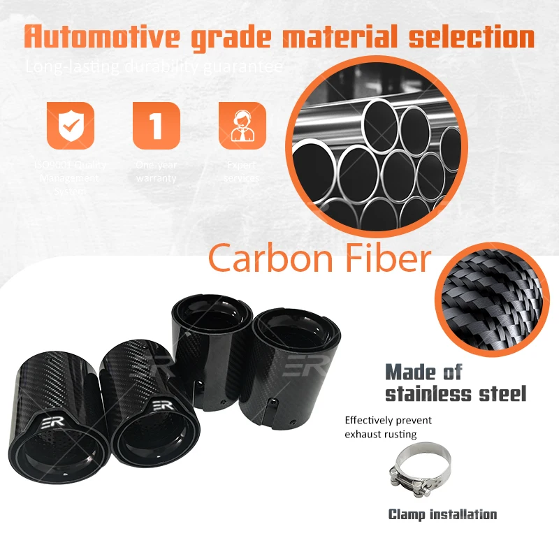 Puntas de escape deportivas para BMW M5 F90 en fibra de carbono negra - imagen 3