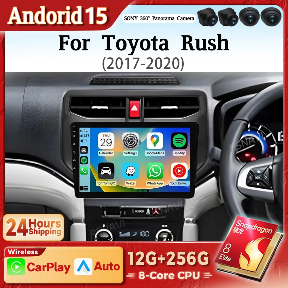 Radio multimedia Android 15 2K con CarPlay – Toyota Rush 2017-2020