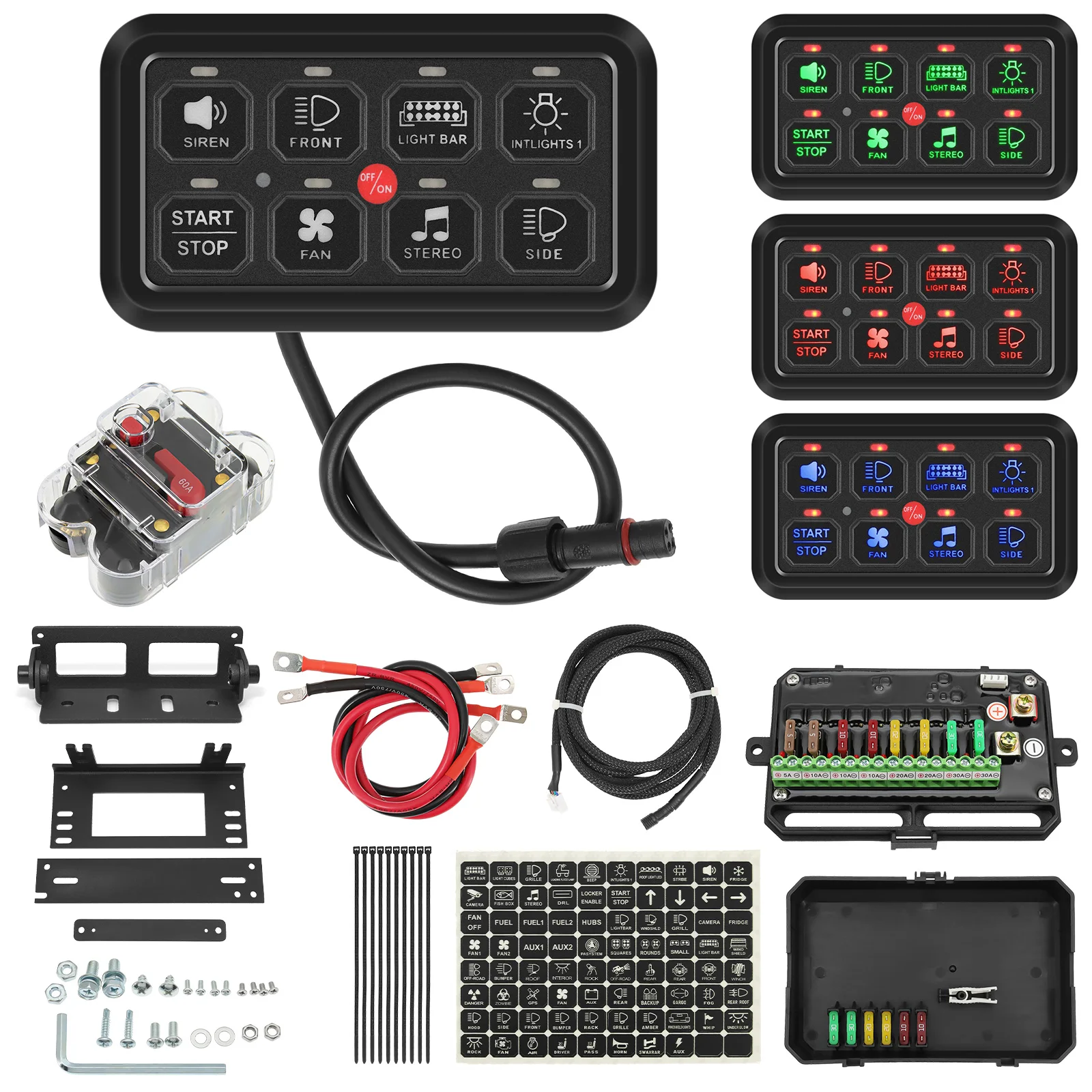 Panel de interruptores universal de 8 bandas