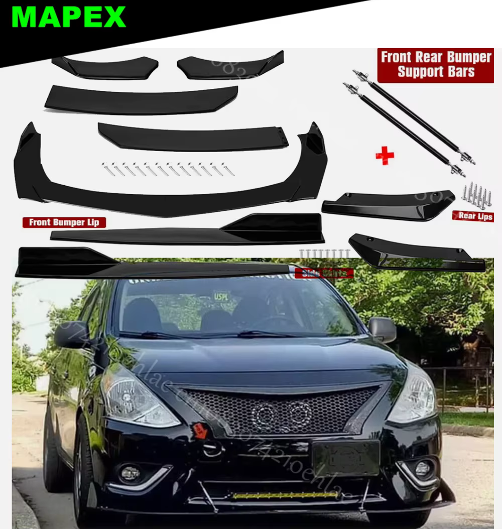 Kit carrocería negro brillante Nissan Versa – splitters y taloneras