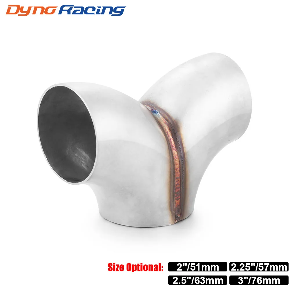 Silenciador de escape OD: 51/57/63/76MM, soldadura tipo Y, tubo de conexión en T, accesorios de tubería de escape de acero inoxidable, Tee en espiga