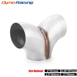 Silenciador de escape OD: 51/57/63/76MM, soldadura tipo Y, tubo de conexión en T, accesorios de tubería de escape de acero inoxidable, Tee en espiga
