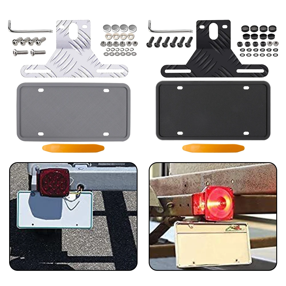 Soporte de matrícula de aluminio para remolque con luz universal - imagen 3