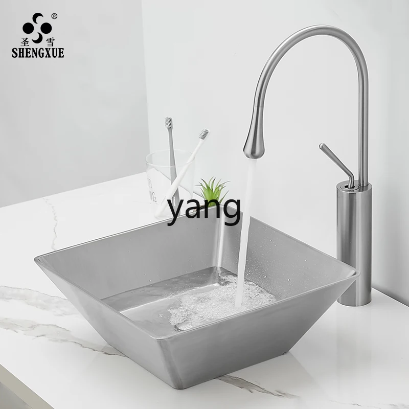 CX lavabo de mesa de acero inoxidable cuadrado para baño pequeño - imagen 3