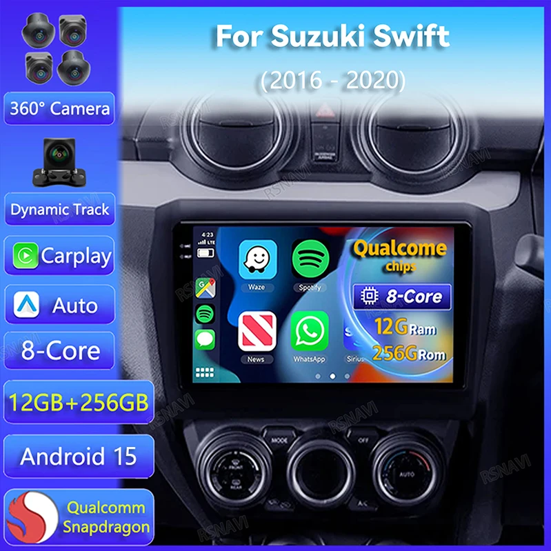 Pantalla Android 15 2K con CarPlay para Suzuki Swift 2016-2020