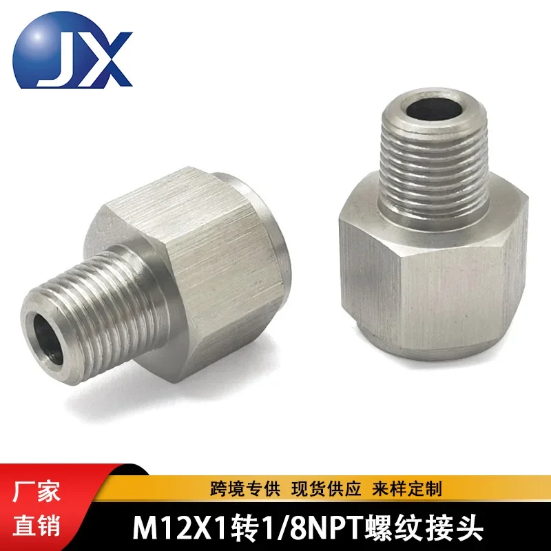 Adaptador manómetro de aceite acero inox 1/8NPT macho a M12x1.0 - imagen 2
