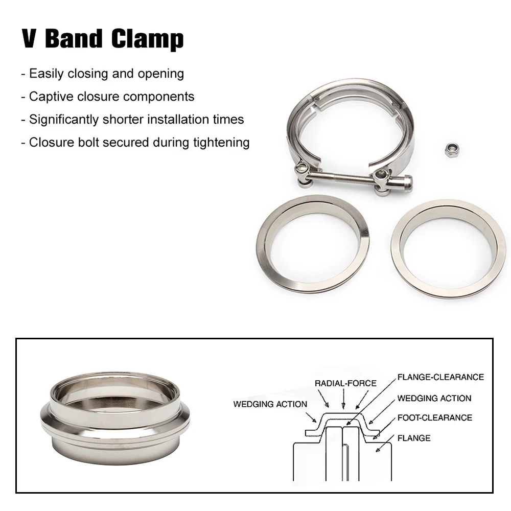 Kit abrazadera V-band turbo de 2,5 y 3 pulgadas con bridas macho-hembra - imagen 4