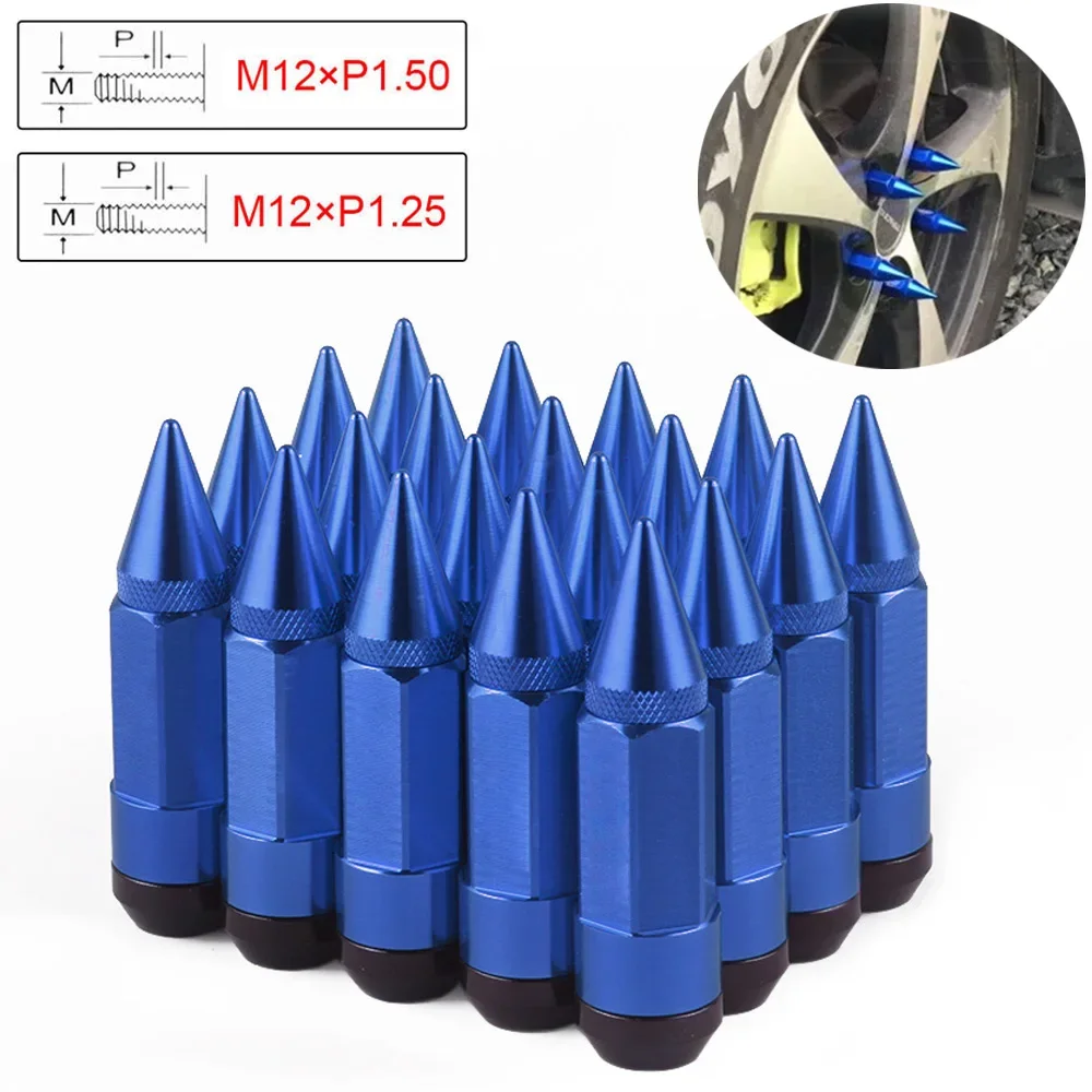 20 tuercas de rueda extendidas M12x1.25/1.5 para coche - 86 mm