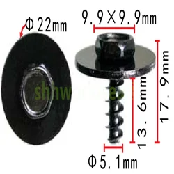 Pernos Hexagonales con Clip Automático - Kit Universal Reparación Automoción