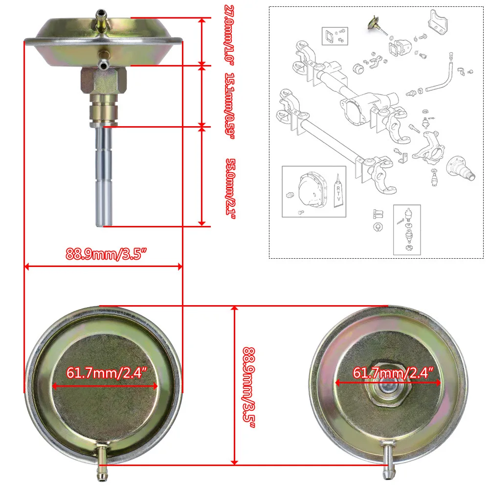 Actuador vacío 4WD eje delantero Dodge Ram 1500 2500 3500 Jeep - imagen 3